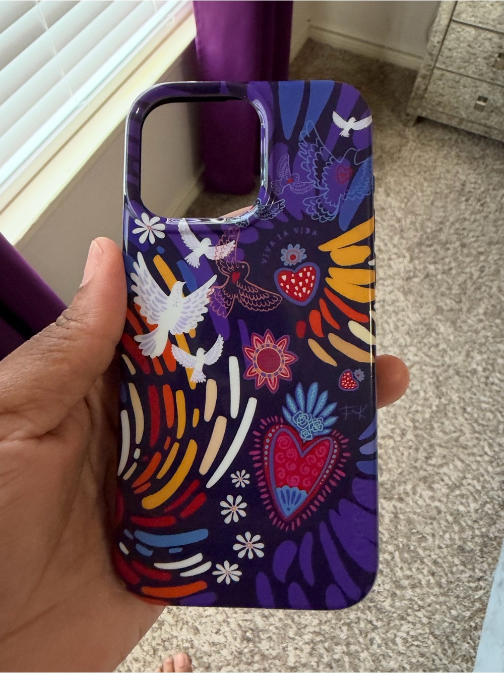 Purple Heart & Dove Decorative Phone Case - Unbranded